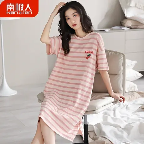 南极人睡裙夏季女款夏天纯棉女士孕妇性感草莓睡衣女夏款2023新款商品大图
