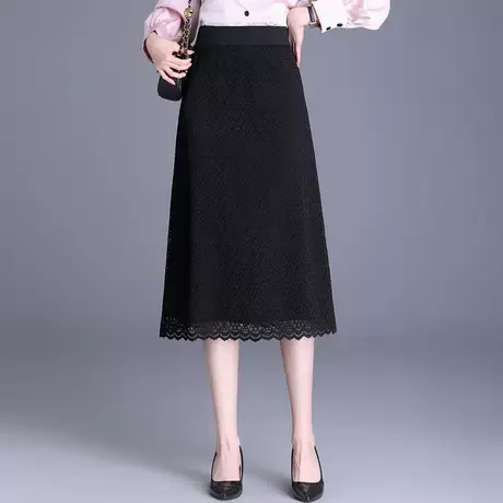 气质蕾丝裙女春秋2025新款松紧腰显瘦包臀半身裙中长两面穿a字裙图片