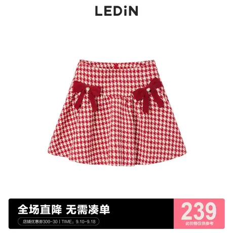 乐町蝴蝶格纹半裙冬季新款短裙半身裙C2GEC4601图片
