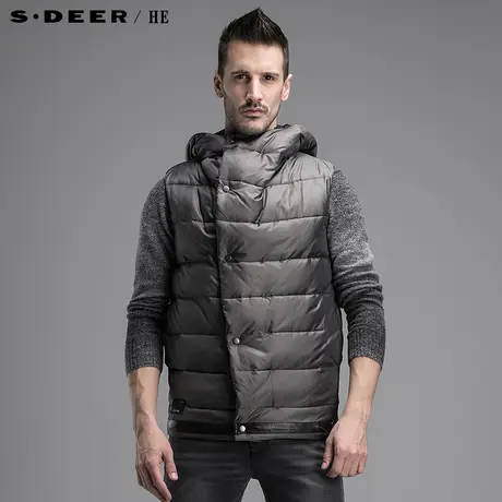 sdeerhe圣迪奥男装休闲加厚连帽棉马甲H14471660图片