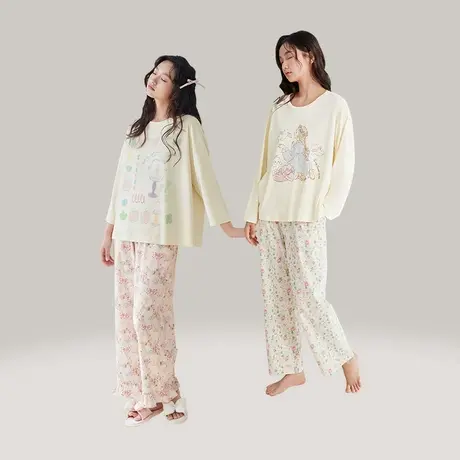 【胡可推荐】纯棉睡衣女款早秋季甜美卡通套头长袖家居服套装图片