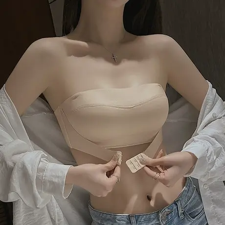 无肩带内衣女防滑聚拢抹胸裹胸小胸显大隐形文胸婚纱专用美背胸罩图片