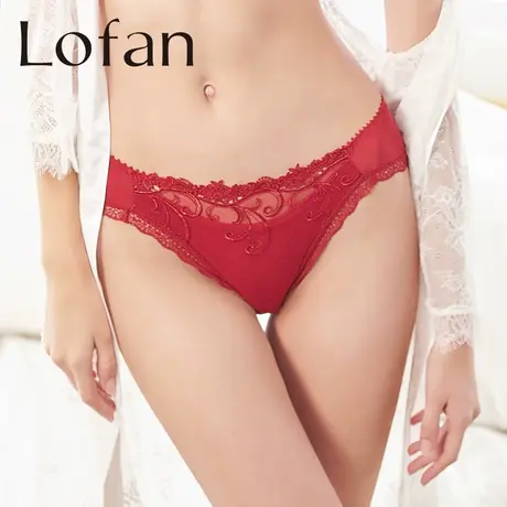 Lofan中腰时尚刺绣三角裤抑菌底裆透气舒适包臀性感内裤抑菌5151图片