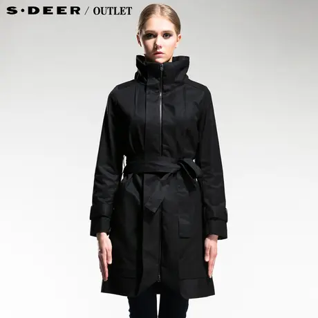 sdeer圣迪奥女装对称衣襟可隐藏帽风衣外套2381886图片