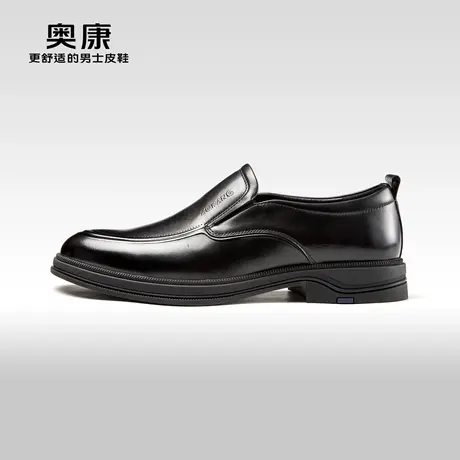 AOKANG奥康 2024春季新款商务休闲鞋男真皮舒适一脚蹬皮鞋橡胶底商品大图