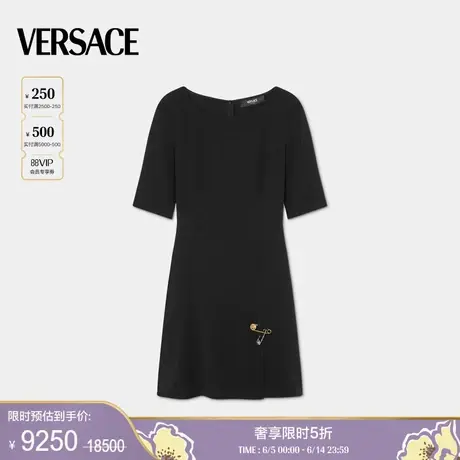 【季末优惠】VERSACE/范思哲Safety Pin喇叭形哑光缎面迷你连衣裙图片