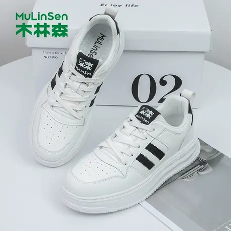 木林森小白鞋男款2025年秋季新款厚底增高休闲板鞋女士百搭运动鞋图片