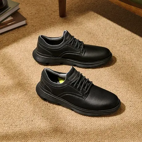 Skechers斯凯奇男鞋春夏季一脚蹬舒适休闲鞋商务黑色皮鞋204702图片