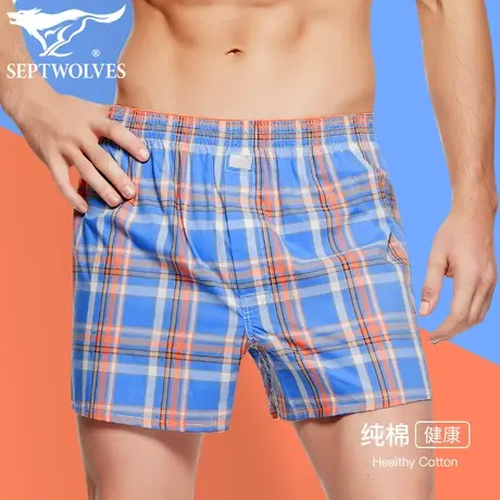 七匹狼男士阿罗裤纯棉四角内裤夏季宽松薄款沙滩短裤头平角睡裤衩图片