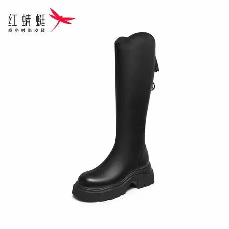 红蜻蜓女靴秋冬季长筒靴女英伦风百搭复古靴子厚底增高骑士靴女图片
