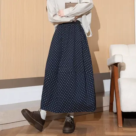唐狮秋冬女波点半身裙女士温柔气质长裙百搭时尚小个子高级感TD图片