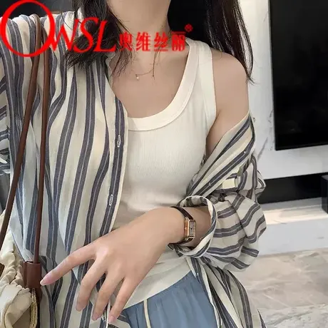 螺纹防走光无袖薄款内搭打底吊带背心超显瘦女夏季可外穿图片