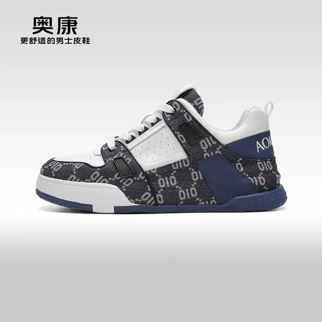 【门店发货】Aokang奥康春季新款时尚休闲鞋男复古拼接鞋图片