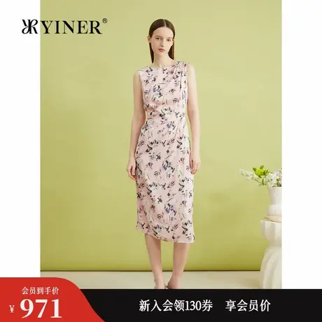 YINER音儿专选夏季新款法式印花碎花无袖连衣裙图片