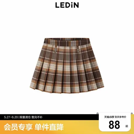 乐町甜美学院风百褶裙秋冬新款半身裙C1GED4204图片