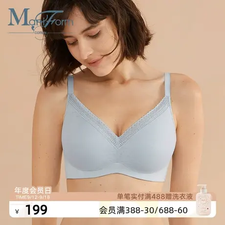 Maniform cotton大胸显小文胸提花软支撑聚拢内衣胸罩图片