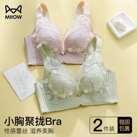 猫人内衣女小胸聚拢上托防下垂性感蕾丝美背文胸无钢圈胸罩春夏薄商品大图