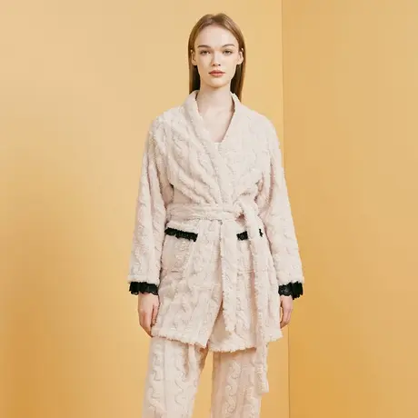 睡衣女冬季加绒加厚家居服套装2023秋冬新款珊瑚绒法兰绒两件套商品大图