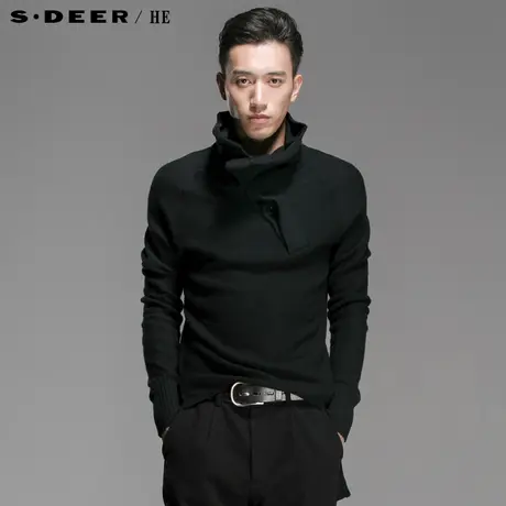 【惠】sdeerhe圣迪奥男装纯羊毛时尚高领毛衫H14473558图片