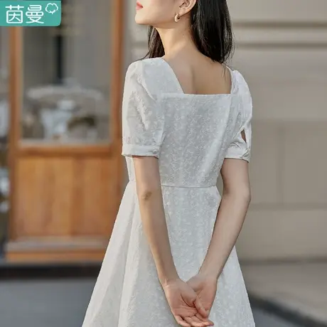 茵曼泡泡袖连衣裙2024新款女短款夏天miu系穿搭裙子减龄漂亮洋气图片