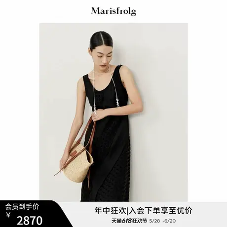 【新能量黑裙】玛丝菲尔夏季新款桑蚕丝设计感吊带连衣裙图片