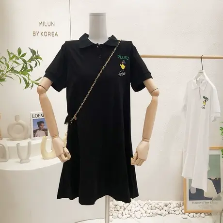 夏季俏皮可爱韩国东大门学院风polo领荷叶边连衣裙甜美休闲裙子女图片