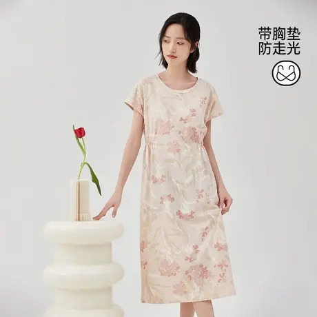 顶瓜瓜睡裙女款2024新款夏款顶呱呱减龄女士纯棉BRA-IN圆领家居裙图片