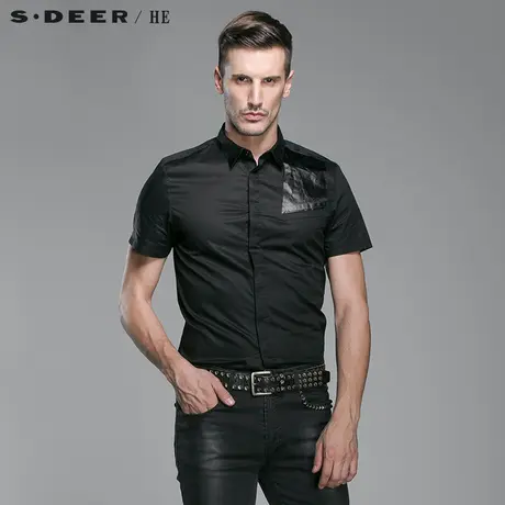 S.Deer/He【惠】 圣迪奥印花涂层男士短袖衬衫H14270434图片