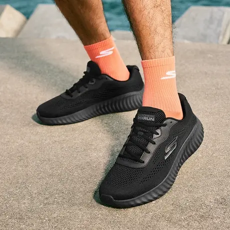 Skechers斯凯奇2025夏新款男跑步鞋厚底摇摇鞋休闲运动缓震健步鞋图片