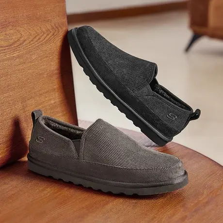 Skechers斯凯奇夏季男鞋加绒一脚蹬健步鞋加厚平底保暖爸爸休闲鞋图片