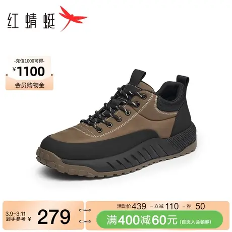 红蜻蜓复古撞色休闲鞋秋冬季新款男鞋厚底百搭运动鞋户外登山鞋图片