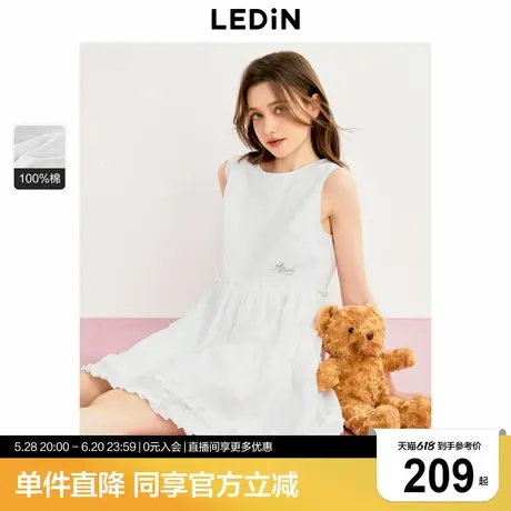 乐町娃娃背心裙年夏季新款蝴蝶结绣花无袖连衣裙韩系花边蛋糕裙图片