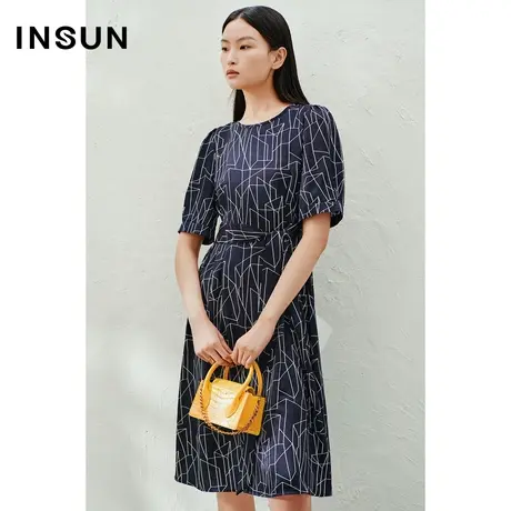 INSUN恩裳线上专选夏季花卉几何印花连衣裙图片