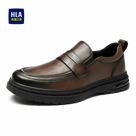 HLA/海澜之家男鞋新款春秋户外百搭流行乐福鞋休闲耐磨套脚皮鞋图片
