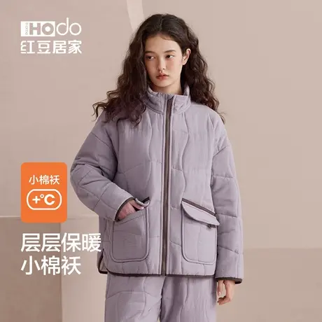 红豆居家夹棉睡衣女三层加厚棉袄可外穿开衫抗静电家居服套装冬季商品大图