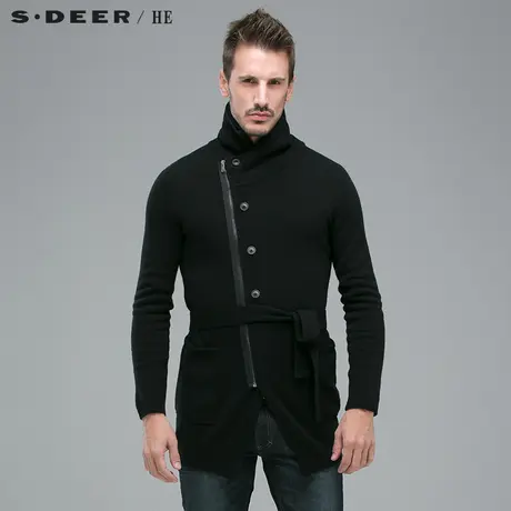 sdeerhe圣迪奥男装高领斜襟时尚毛衫H13473593商品大图