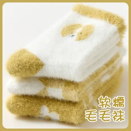 女生居家保暖袜冬季毛绒袜子可爱毛茸茸睡眠袜女童大童12岁以上10图片