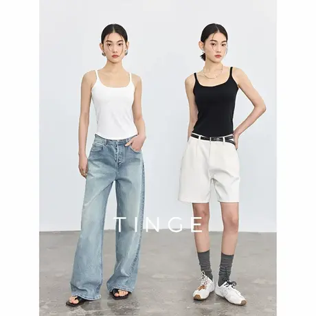 TINGE贴己新疆棉带胸垫固定杯吊带背心女夏打底内搭修身显瘦上衣图片