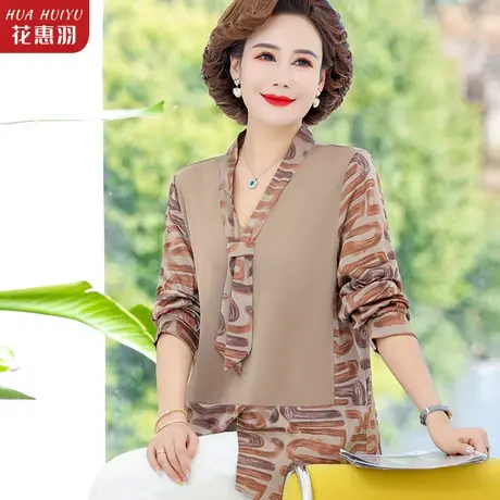 假两件小衫女今年流行上衣春装红色洋气女士衬衫中年妈妈高贵气质商品大图