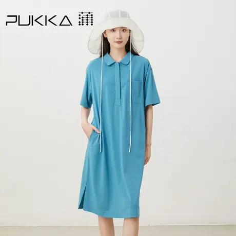 蒲PUKKA 原创设计女装2023春夏针织棉Polo轻运动短袖连衣裙图片