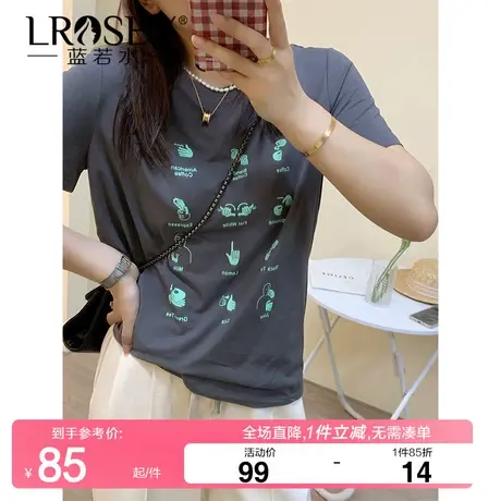 大码女装设计感小众印花T恤2024夏季新款胖MM宽松显瘦美式上衣ins图片