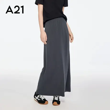 A21女装毛边抽绳修腰牛仔半身裙2025夏季新款简约短裙多口袋A字裙图片