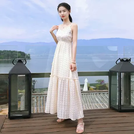 2023夏季长款超仙显瘦雪纺吊带连衣裙长裙海南三亚沙滩裙海边度假图片