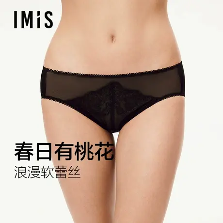 爱美丽春日桃花配套内裤女性感蕾丝中腰3A抗菌不夹臀三角裤透气薄图片