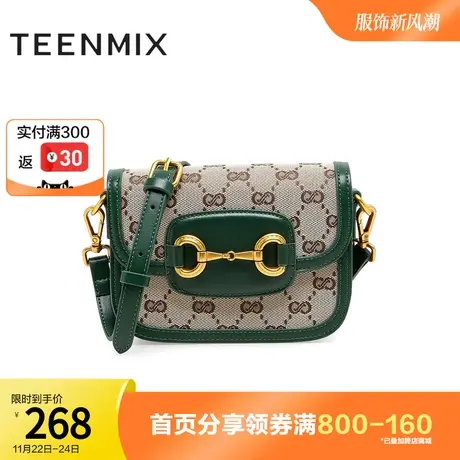 天美意复古小方包女通勤单肩包斜挎包新商场同款X2364CX2奥莱图片
