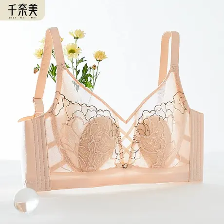 千奈美内衣女大胸显小薄款文胸兔耳杯防凸点透气全罩杯收副乳胸罩图片