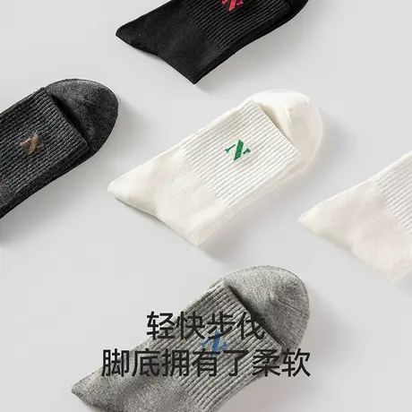 耐尔袜子男中筒字母运动袜纯棉抗菌四季款ins潮纯色春秋透气长袜图片