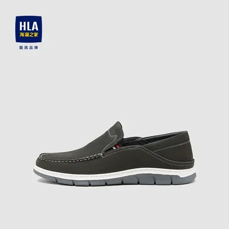 HLA/海澜之家一脚蹬休闲皮鞋时尚舒适牛皮鞋子男图片