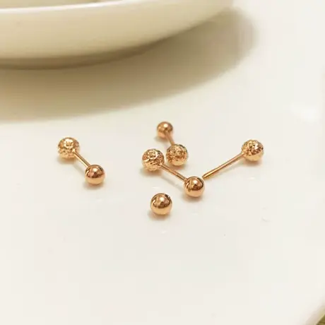耳钉气质名媛耳扣18k金拧螺丝小球车花耳环女2022新款洋气配件图片