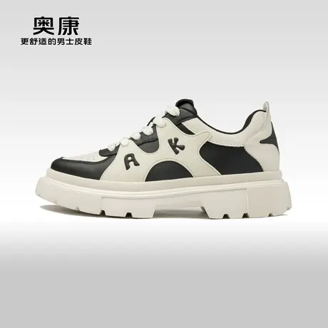 【运动皮鞋】奥康男鞋春秋季新款厚底轻质透气舒适潮流休闲鞋商品大图